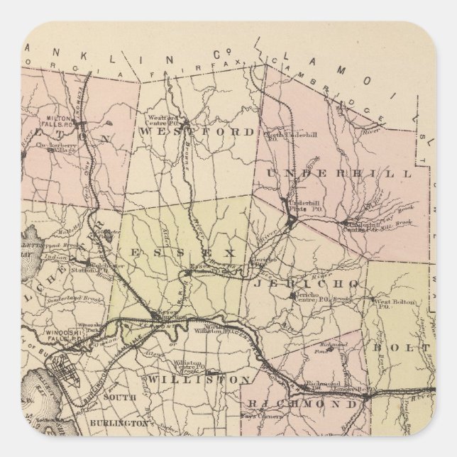 Adesivo Quadrado Condado de Chittenden em Vermont (Frente)