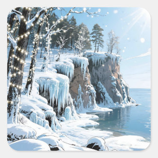 Adesivo Quadrado Condado de Door Wisconsin Inverno Natal
