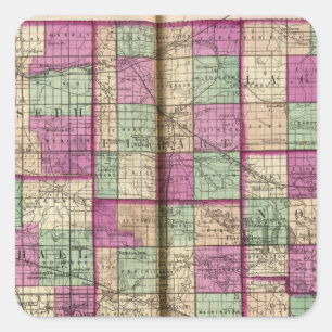 Adesivo Quadrado Condado de Porte do La e condado de St Joseph