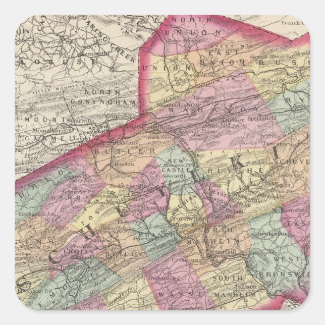 Adesivo Quadrado Condado de Schuylkill (Frente)