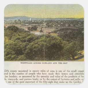 Adesivo Quadrado Condado de Verso Alameda, Oakland e Bay