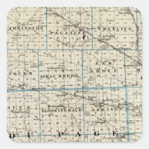 Adesivo Quadrado Condados de Kane, Du Page, e quase todo o Cook