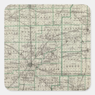 Adesivo Quadrado Condados de Platt, De Witt, Macon, Shelby