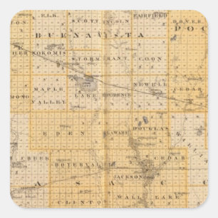Adesivo Quadrado Condados de Pocahontas, Cherokee