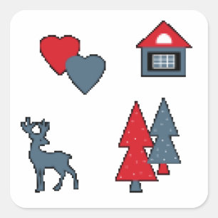 Adesivo Quadrado Condecorações de Natal , presente , decoração