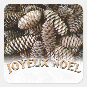 Adesivo Quadrado Cone de pinheiro de Natal de Noel de Joyeux