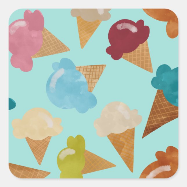 Adesivo Quadrado Cones de sorvete para Meias de Dias (Frente)