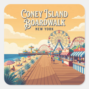 Adesivo Quadrado Coney Island Boardwalk EUA