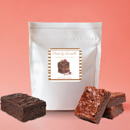 Adesivo Quadrado Confeitaria de Brownie Aquarela Doces