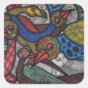 Adesivo Quadrado Conferência de aves