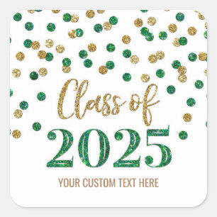 Adesivo Quadrado Confetes Vermelho Verde Formatura 2025