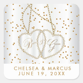 Adesivo Quadrado Confetti Dourados Dots e Belos Corações Diamantes