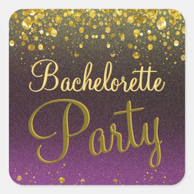 Adesivo Quadrado Confetti Roxo e Dourado (Frente)