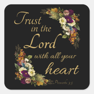 Adesivo Quadrado Confie no LORD com todo o seu coração para as mulh