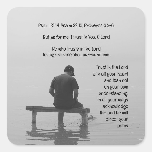 Adesivo Quadrado Confie no Senhor Versículo Bíblico Confortante e U (Frente)