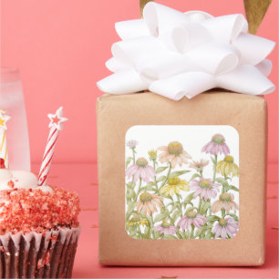 Adesivo Quadrado Confluentes Aquarela Arte Botânica