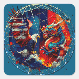 Adesivo Quadrado Confronto EUA-China