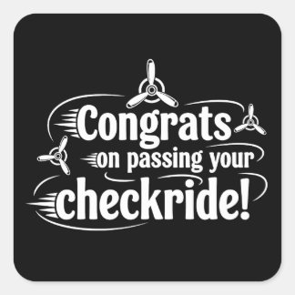 Adesivo Quadrado Congrats on passing your checkride!