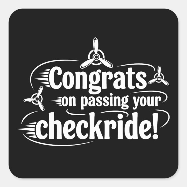 Adesivo Quadrado Congrats on passing your checkride! (Frente)