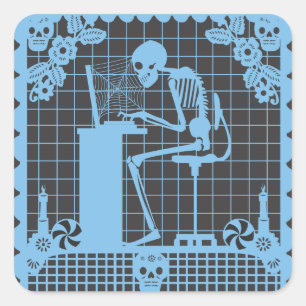 Adesivo Quadrado Conjunto Computadora Muerto Sticker