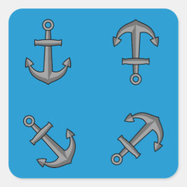 Adesivo Quadrado Conjunto de Âncoras do Barco de Animação