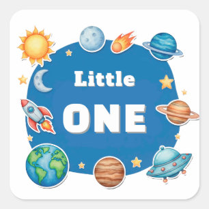 Adesivo Quadrado Conjunto de Clipart de Círculo Espacial