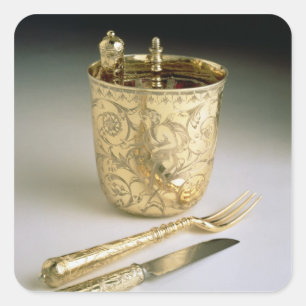 Adesivo Quadrado Conjunto de facas, garfo, colher e copo,