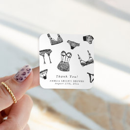 Adesivo Quadrado Conjunto de lingerie de casamento com letra modern