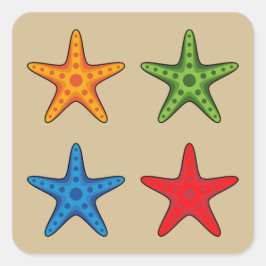 Adesivo Quadrado Conjunto de Starfish de Cartoon Colorido Bonito