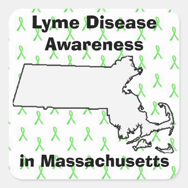 Adesivo Quadrado Consciência da doença de Lyme em Massachusetts (Frente)