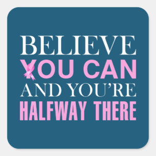 Adesivo Quadrado Conscientização do Cancer da Mama de Cotação Inspi