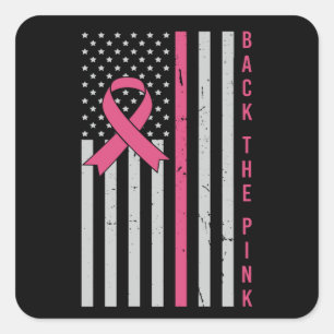 Adesivo Quadrado Conscientização do Câncer de Mama Apoie O Rosa USA