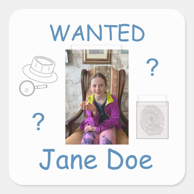 Adesivo Quadrado Conselho de Resolução de Crime Mistério (Frente)