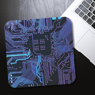 Adesivo Quadrado Conselho do circuito do computador legal - Azul