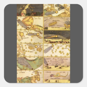 Adesivo Quadrado Constelações Vintage, Astronomia Antica e Estrelas
