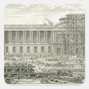 Adesivo Quadrado Construção da entrada principal do Louvre, Paris