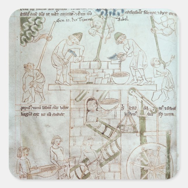 Adesivo Quadrado Construção da Torre de Babel (Frente)