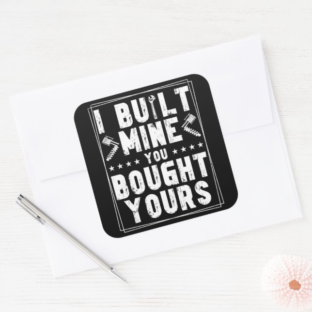 Adesivo Quadrado Construí A Minha Que Comprou A Sua Design Para Mec (Envelope)