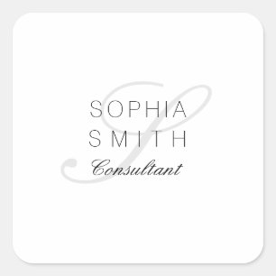 Adesivo Quadrado Consultante elegante do monograma minimalista de