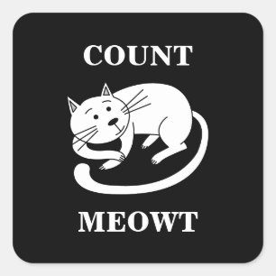 Adesivo Quadrado Contagem Meowt Gatinho Engraçado Cat Pun