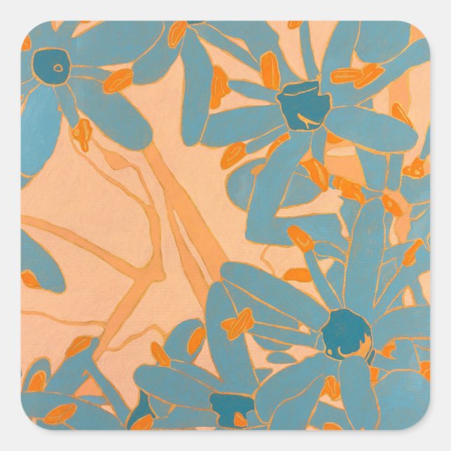 Adesivo Quadrado Contemporary Leaf Design in Peach (Frente)