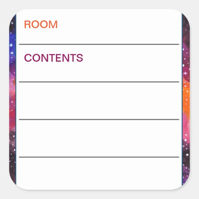 Adesivo Quadrado Conteúdo da Caixa de Movimentação do Espaço Exteri (Frente)