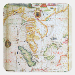 Adesivo Quadrado Continente 3Sudeste Asiático, detalhe do atlas de