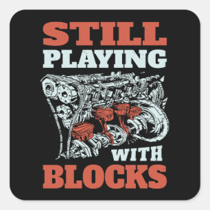 Adesivo Quadrado Continuando brincando com blocos mecânicos