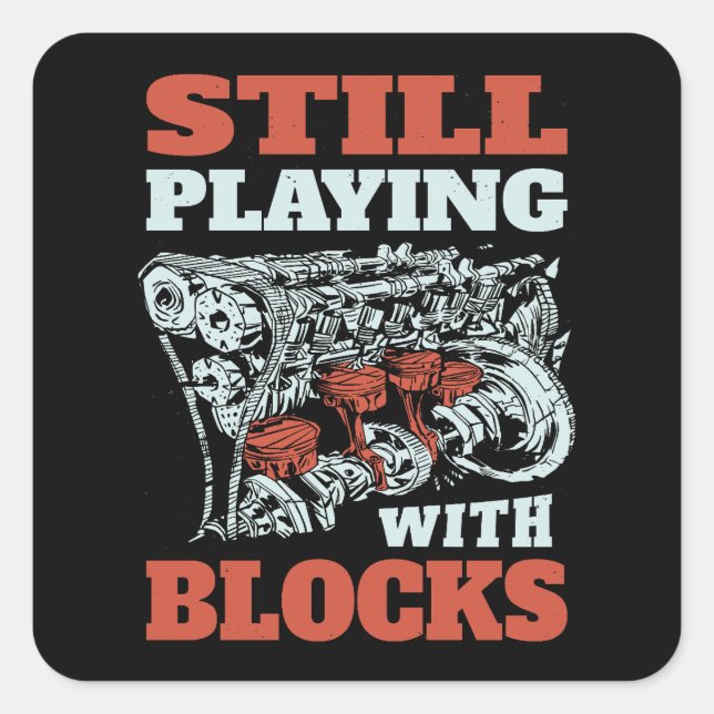 Adesivo Quadrado Continuando brincando com blocos mecânicos (Frente)