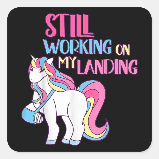Adesivo Quadrado Continuando Trabalhando Em Minha Aterrissagem Feri (Frente)