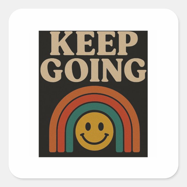 Adesivo Quadrado Continuar: Positividade em cada passo (Frente)