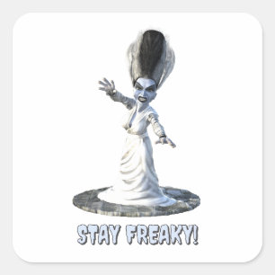 Adesivo Quadrado Continue Esquisito! Noiva de Frankenstein