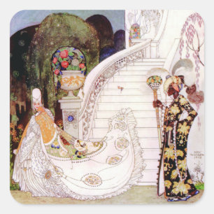 Adesivo Quadrado Conto de fadas de Cinderella de Kay Nielsen