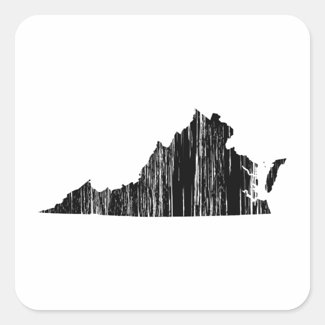 Adesivo Quadrado Contorno do Estado da Virgínia em Distância (Frente)